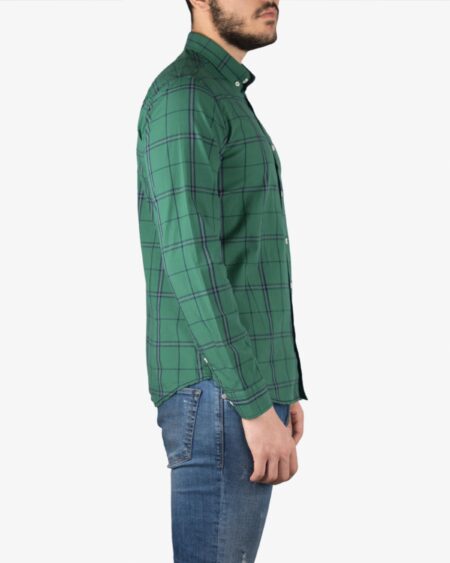 پیراهن آستین بلند چهارخانه‌ سبز مردانه - سبز - بغل
