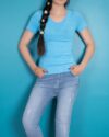 تیشرت دخترانه اسپرت -آبی روشن - محیطی - خرید اینترنتی لباس - فروشگاه اینترنتی لباس سارابارا
