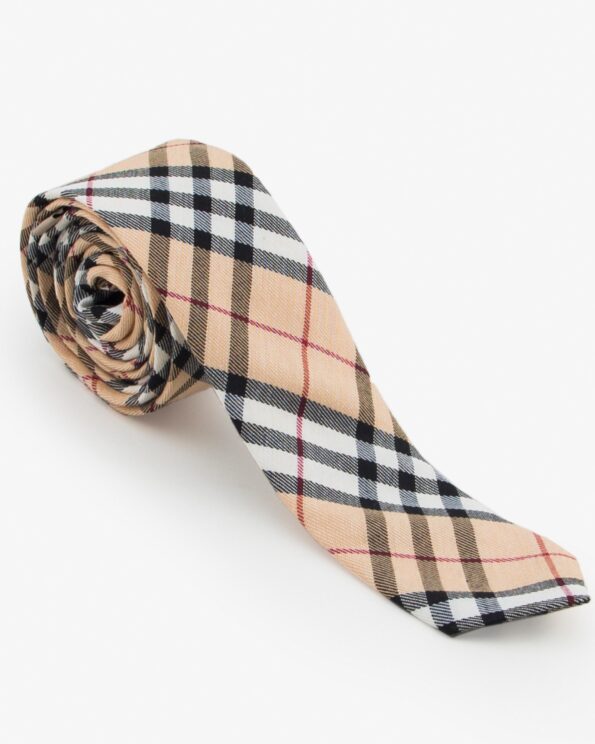 کراوات کرم طرح دار مردانه - کرمی