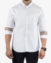 پیراهن سفید ساده مردانه - سفید - آستین تا شده