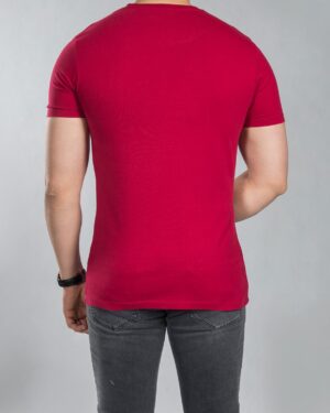 تی شرت نخی مردانه - قرمز روشن - پشت