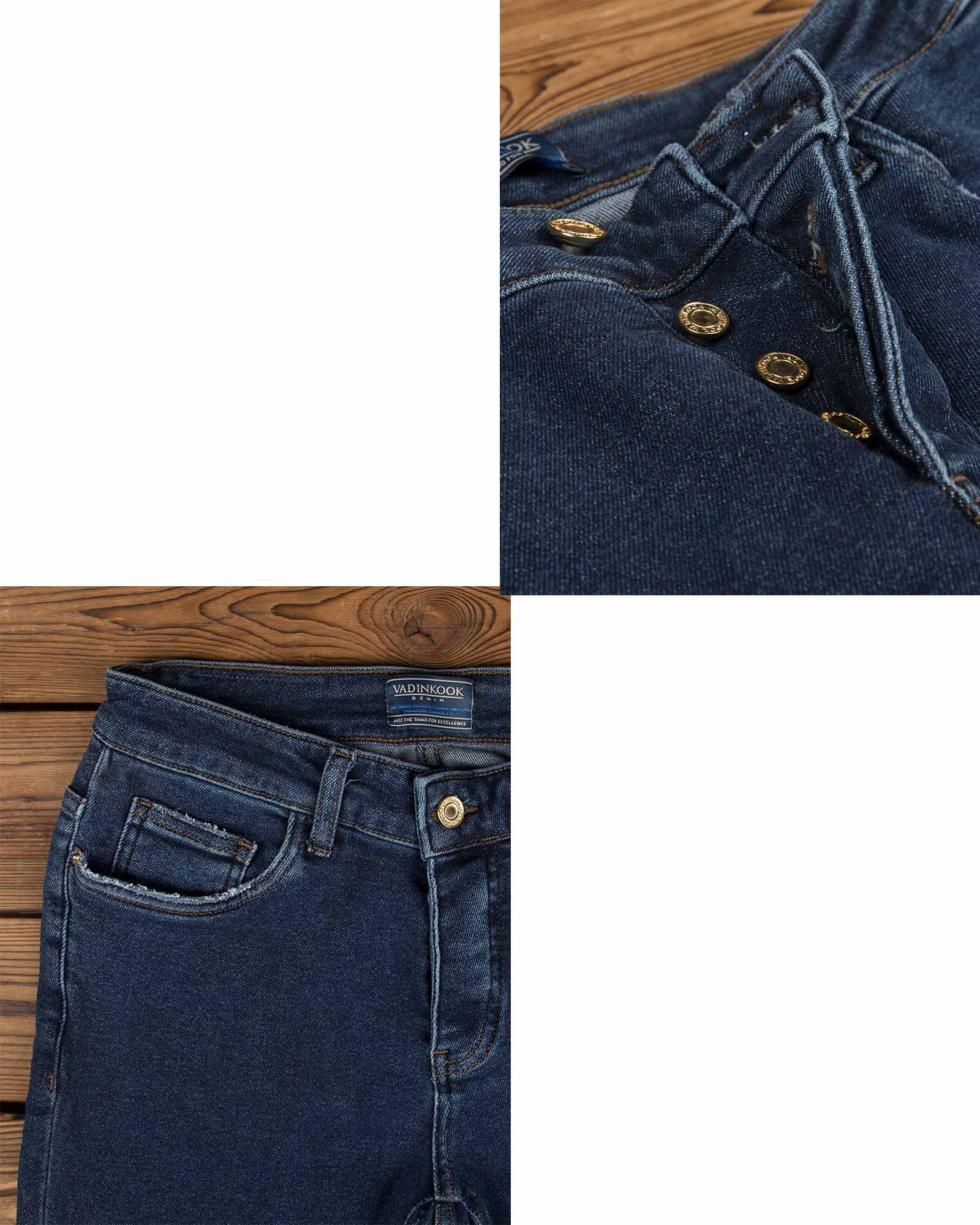 شلوار جین مردانه اسپرت ساده - سرمه ای - جیب دکمه