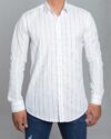 پیراهن مردانه راه راه اسپرت - سفید - رو به رو پیراهن