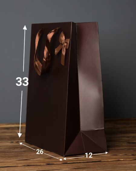 پاکت کادویی پاپیون‌دار قهوه‌ای - قهوه ای - ابعاد