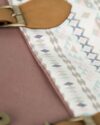 کیف دوشی بزرگ طرحدار زنانه - صورتی کثیف - مخمل و کتان