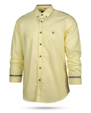 پیراهن نخی مردانه VK9914- لیمویی (2)