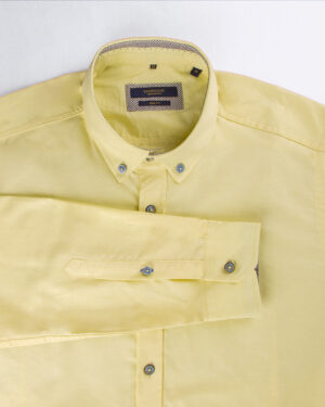 پیراهن نخی مردانه VK9914- لیمویی (3)