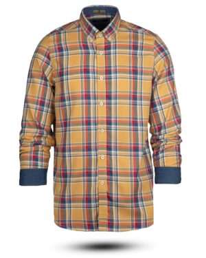 پیراهن چهارخانه مردانه vk991- خردلی (1)