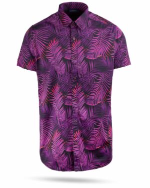 پیراهن مردانه هاوایی 4040- ارغوانی (1)